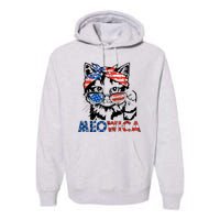 Meowica Cat Sunglasses American Flag 4th Of July Merica Usa Premium Hoodie