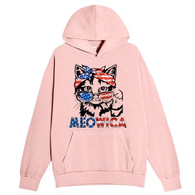 Meowica Cat Sunglasses American Flag 4th Of July Merica Usa Urban Pullover Hoodie