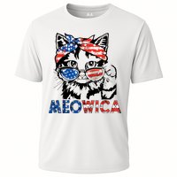 Meowica Cat Sunglasses American Flag 4th Of July Merica Usa Cooling Performance Crew T-Shirt