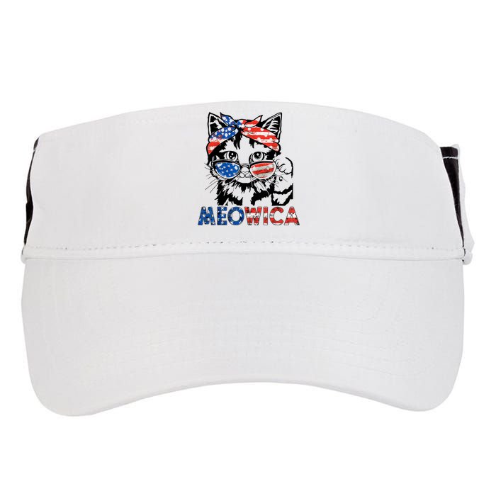 Meowica Cat Sunglasses American Flag 4th Of July Merica Usa Adult Drive Performance Visor
