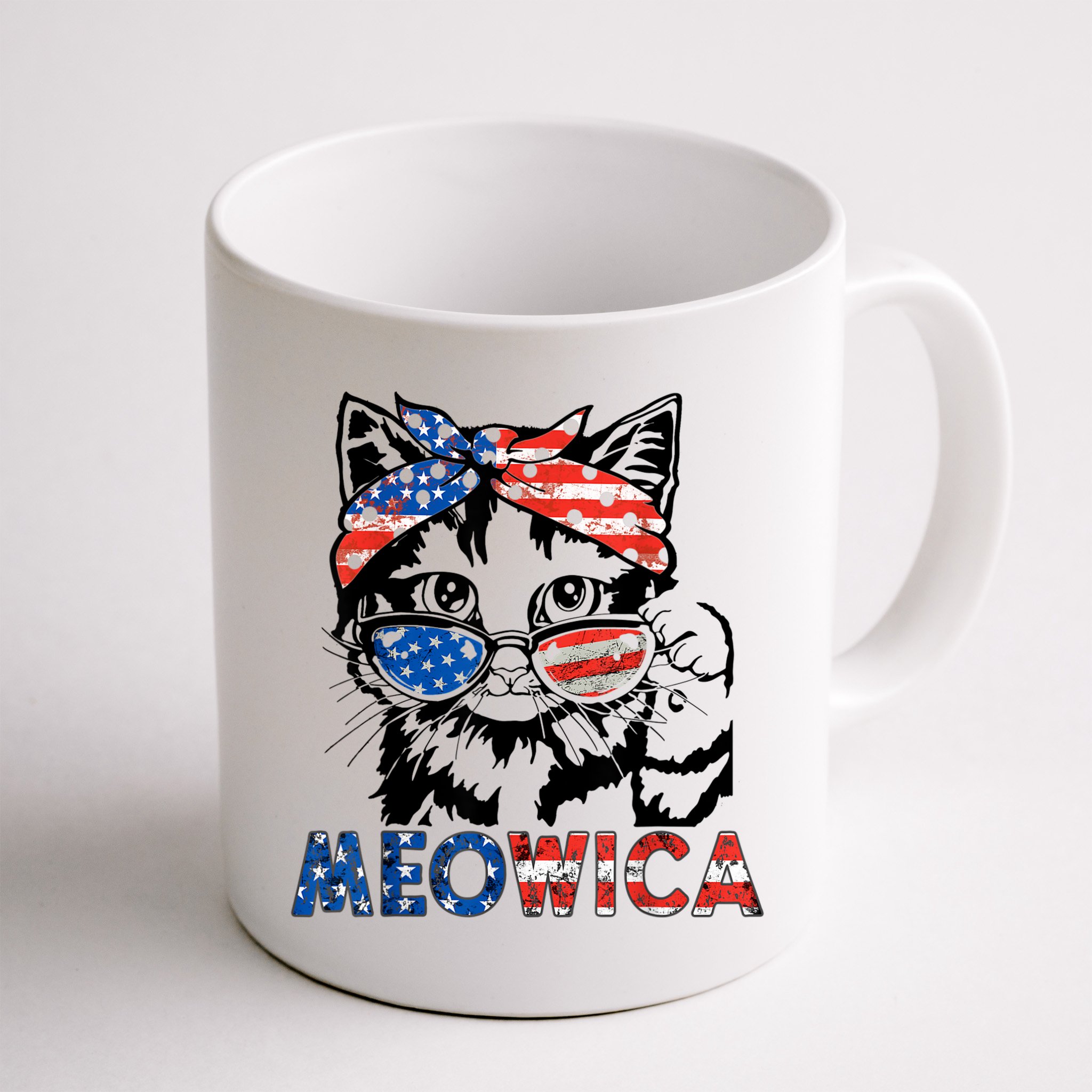 Meowica Cat Sunglasses American Flag 4th Of July Merica Usa Mug