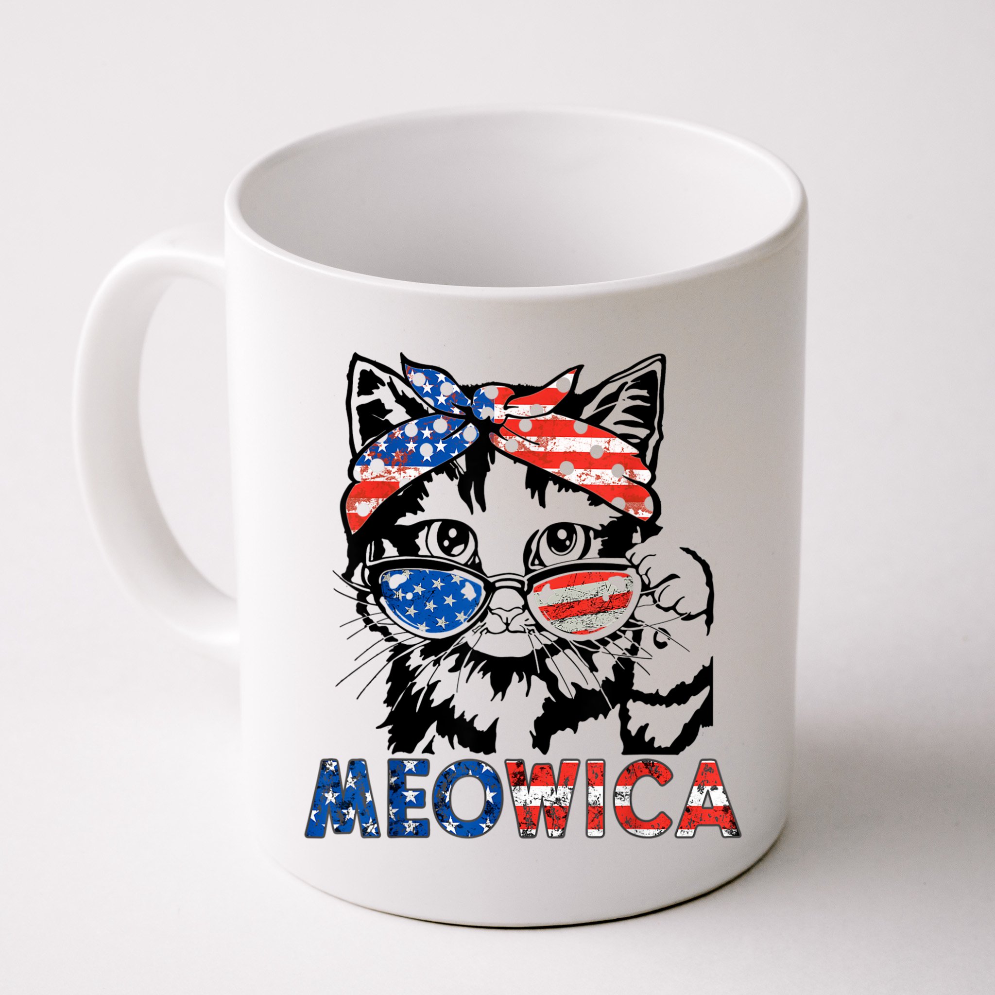 Meowica Cat Sunglasses American Flag 4th Of July Merica Usa Mug