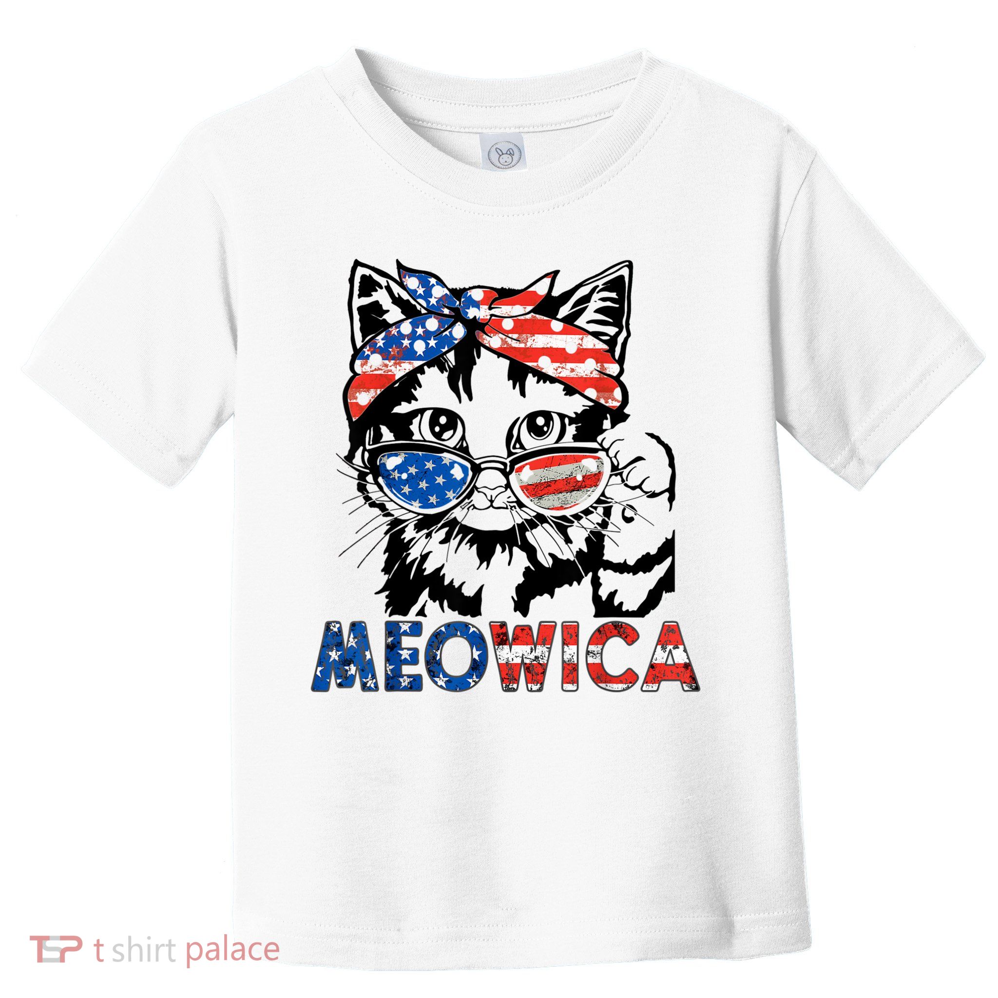Meowica Cat Sunglasses American Flag 4th Of July Merica Usa Toddler T-Shirt