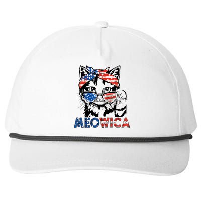 Meowica Cat Sunglasses American Flag 4th Of July Merica Usa Snapback Five-Panel Rope Hat