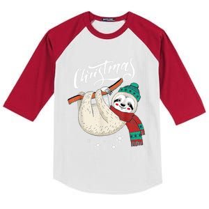 Merry Christmas Slothmas Sloth Lovers Xmas Holiday Funny Gift Great Gift Kids Colorblock Raglan Jersey