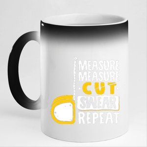 Measure Cut Swear Repeat Woodworking Woodworker 11oz Black Color Changing Mug