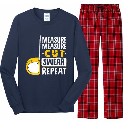 Measure Cut Swear Repeat Woodworking Woodworker Long Sleeve Pajama Set