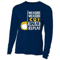 Measure Cut Swear Repeat Woodworking Woodworker Cooling Performance Long Sleeve Crew