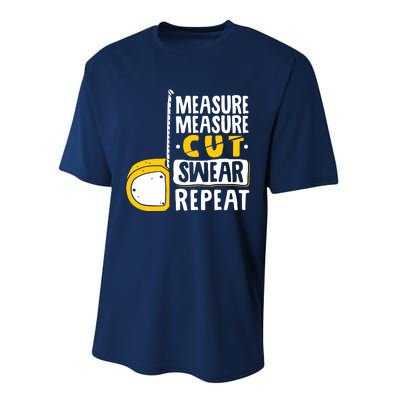 Measure Cut Swear Repeat Woodworking Woodworker Performance Sprint T-Shirt