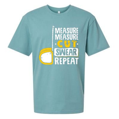 Measure Cut Swear Repeat Woodworking Woodworker Sueded Cloud Jersey T-Shirt