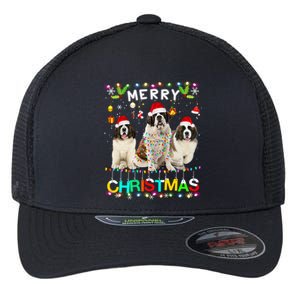 Merry Christmas Saint Bernard Gift Santa Hat Lights Xmas Gift Flexfit Unipanel Trucker Cap