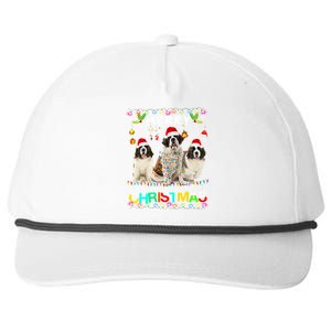 Merry Christmas Saint Bernard Gift Santa Hat Lights Xmas Gift Snapback Five-Panel Rope Hat