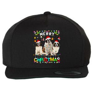 Merry Christmas Saint Bernard Gift Santa Hat Lights Xmas Gift Wool Snapback Cap