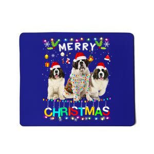 Merry Christmas Saint Bernard Gift Santa Hat Lights Xmas Gift Mousepad