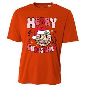 Merry Christmas Smile Face Santa Claus Hat Groovy Retro Great Gift Cooling Performance Crew T-Shirt