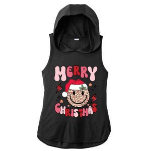 Merry Christmas Smile Face Santa Claus Hat Groovy Retro Great Gift Ladies PosiCharge Tri-Blend Wicking Draft Hoodie Tank