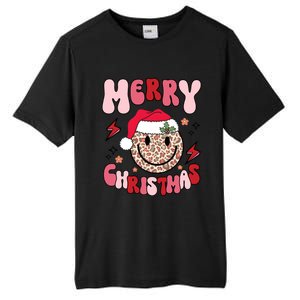 Merry Christmas Smile Face Santa Claus Hat Groovy Retro Great Gift Tall Fusion ChromaSoft Performance T-Shirt