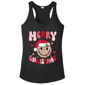 Merry Christmas Smile Face Santa Claus Hat Groovy Retro Great Gift Ladies PosiCharge Competitor Racerback Tank