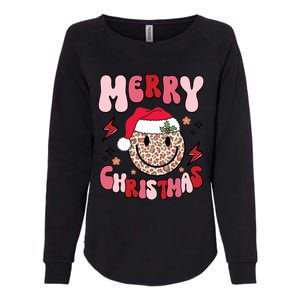 Merry Christmas Smile Face Santa Claus Hat Groovy Retro Great Gift Womens California Wash Sweatshirt