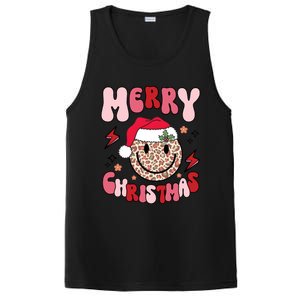 Merry Christmas Smile Face Santa Claus Hat Groovy Retro Great Gift PosiCharge Competitor Tank