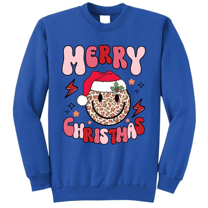 Merry Christmas Smile Face Santa Claus Hat Groovy Retro Great Gift Sweatshirt