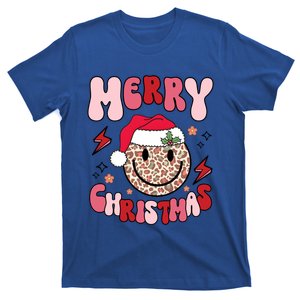 Merry Christmas Smile Face Santa Claus Hat Groovy Retro Great Gift T-Shirt