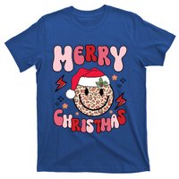 Merry Christmas Smile Face Santa Claus Hat Groovy Retro Great Gift T-Shirt