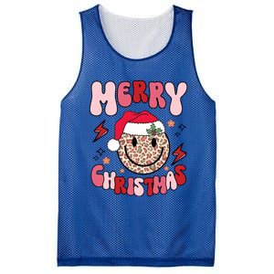 Merry Christmas Smile Face Santa Claus Hat Groovy Retro Great Gift Mesh Reversible Basketball Jersey Tank