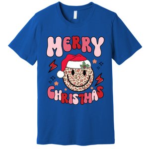 Merry Christmas Smile Face Santa Claus Hat Groovy Retro Great Gift Premium T-Shirt