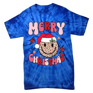 Merry Christmas Smile Face Santa Claus Hat Groovy Retro Great Gift Tie-Dye T-Shirt