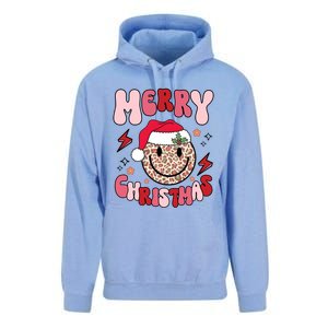 Merry Christmas Smile Face Santa Claus Hat Groovy Retro Great Gift Unisex Surf Hoodie