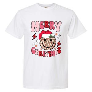 Merry Christmas Smile Face Santa Claus Hat Groovy Retro Great Gift Garment-Dyed Heavyweight T-Shirt