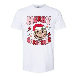 Merry Christmas Smile Face Santa Claus Hat Groovy Retro Great Gift Softstyle CVC T-Shirt