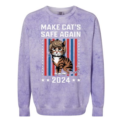 Make Cats Safe Again 2024 Trump Cats Owner Colorblast Crewneck Sweatshirt