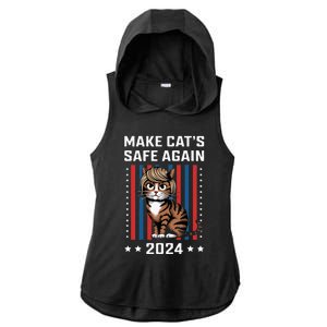 Make Cats Safe Again 2024 Trump Cats Owner Ladies PosiCharge Tri-Blend Wicking Draft Hoodie Tank