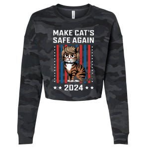 Make Cats Safe Again 2024 Trump Cats Owner Cropped Pullover Crew