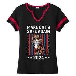 Make Cats Safe Again 2024 Trump Cats Owner Ladies Halftime Notch Neck Tee