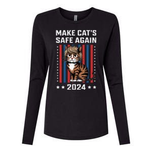 Make Cats Safe Again 2024 Trump Cats Owner Womens Cotton Relaxed Long Sleeve T-Shirt