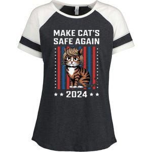 Make Cats Safe Again 2024 Trump Cats Owner Enza Ladies Jersey Colorblock Tee