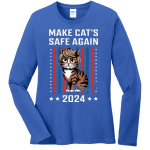 Make Cats Safe Again 2024 Trump Cats Owner Ladies Long Sleeve Shirt