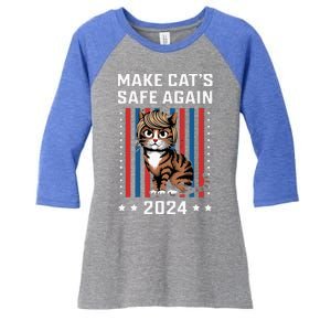 Make Cats Safe Again 2024 Trump Cats Owner Women's Tri-Blend 3/4-Sleeve Raglan Shirt