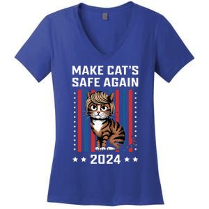 Make Cats Safe Again 2024 Trump Cats Owner Women's V-Neck T-Shirt