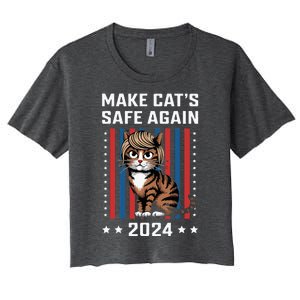 Make Cats Safe Again 2024 Trump Cats Owner Women's Crop Top Tee