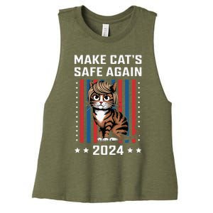 Make Cats Safe Again 2024 Trump Cats Owner Women's Racerback Cropped Tank