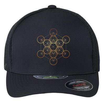 Metatron's Cube, Sacred Geometry Fruit Of Life Flexfit Unipanel Trucker Cap