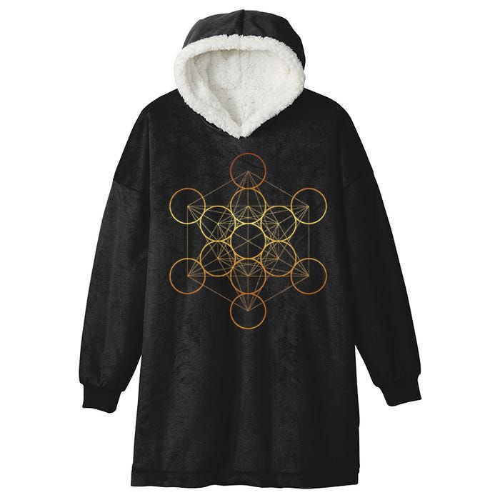 Metatron's Cube, Sacred Geometry Fruit Of Life Hooded Wearable Blanket