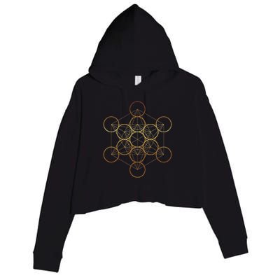 Metatron's Cube, Sacred Geometry Fruit Of Life Crop Fleece Hoodie