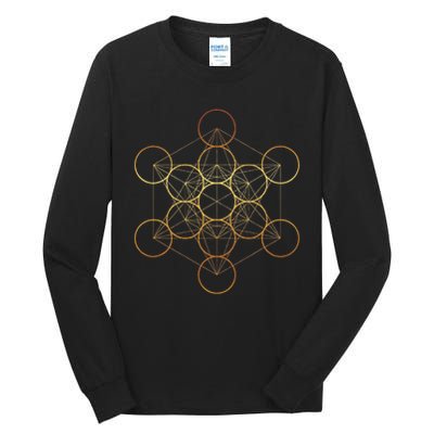 Metatron's Cube, Sacred Geometry Fruit Of Life Tall Long Sleeve T-Shirt