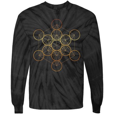 Metatron's Cube, Sacred Geometry Fruit Of Life Tie-Dye Long Sleeve Shirt