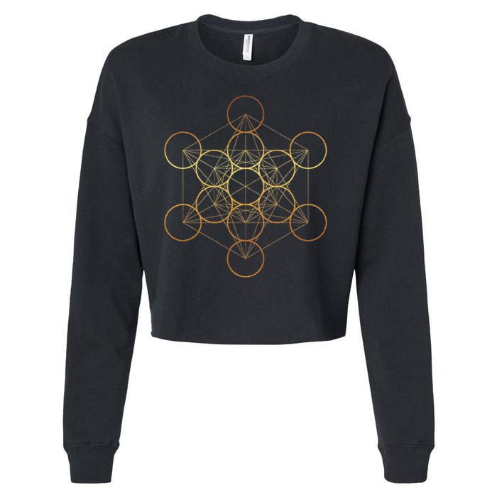 Metatron's Cube, Sacred Geometry Fruit Of Life Cropped Pullover Crew